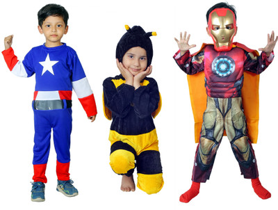 SILAYI BY RENU MEHRA N Capatain America + Honey Bee + ironman Kids Costume Wear