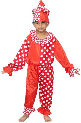 KAKU FANCY DRESSES Comic Clown Dress For Boys & Girls, Party Wear Joker Costume - Red, 3-4 Years Kids Costume Wear