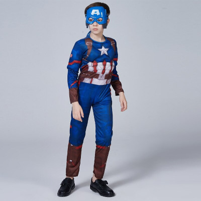 KAVI ECOM Captain America Full Muscle Dress Set With Mask Avenger Superhero Costume Kids Costume Wear
