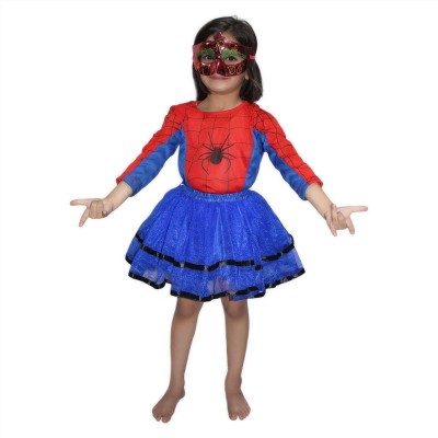 KAKU FANCY DRESSES Spider Superhero Dress For Girls, Super hero Costume - Red, 5-6 Years Kids Costume Wear