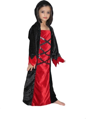 KAKU FANCY DRESSES Witch Costume/California Cosplay Halloween Costume -Red & Black, 14-18 Years, For Girls Kids Costume Wear