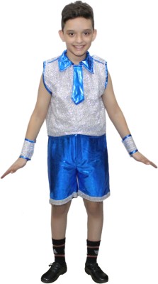 KAKU FANCY DRESSES Blue Silver Lycra Costume -Blue/Silver, 5-6 Years Kids Costume Wear