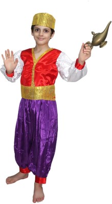 KAKU FANCY DRESSES Aladdin Dress For Boys, Fairy Tale Costume - White & Red, 7-8 Years Kids Costume Wear