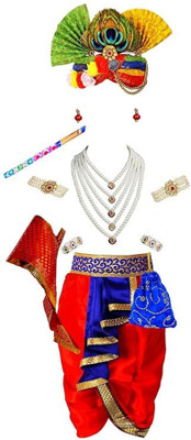 SHRI VALLABH Little Baby Krishna Dress for Kids Boys Girls Janmashtami Set of 13 items Kids Costume Wear