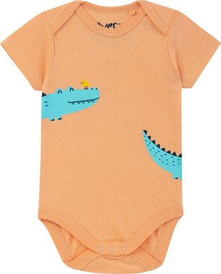 Everlaughs Romper For Baby Boys & Baby Girls Casual Printed Cotton Blend(Orange, Pack of 1)