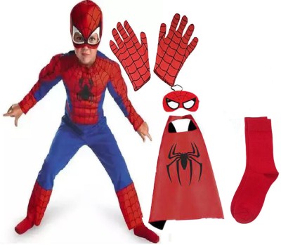 Fancy Steps Spiderman muscle with gloves and socks and cap Kids Costume Wear