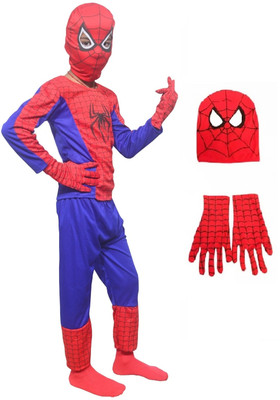 Anush Enterprises Spiderman Dress with Mask and Gloves Kids Costume Wear