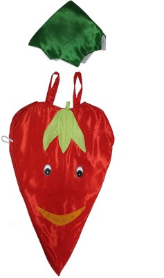 KAKU FANCY DRESSES RedChilly Vegetables Costume Cutout with Cap For Boys & Girls (Freesize 3-12 Yr) Kids Costume Wear