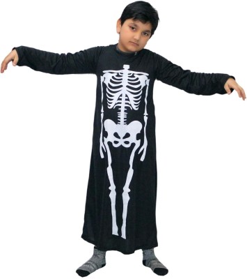 KAKU FANCY DRESSES Skeleton Halloween Costume Scary Horror Halloween Theme Dress for Kids, 14-18 Yr Kids Costume Wear