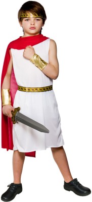 KAKU FANCY DRESSES Roman Costume for Boy, International Ethnic Wear -Red & White, 3-4 Years Kids Costume Wear