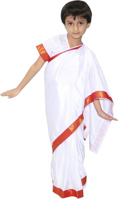 KAKU FANCY DRESSES National Hero/ Freedom Figter Indira Gandhi Costume -White, 8-10 Years, For Girls Kids Costume Wear