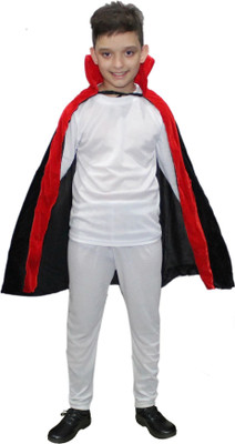 KAKU FANCY DRESSES Vampire Dracula Cape/Robe/Cloak Halloween Costume -Black & Red, 10-12 Years for Boys Kids Costume Wear