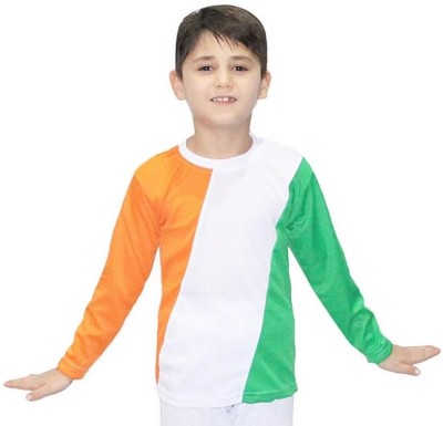 KAKU FANCY DRESSES Tri-Color T-Shirt For Boys (Only-T-shirt) For Independence Day, 5-6 Yrs Kids Costume Wear