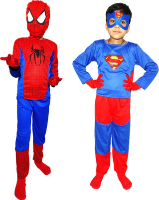 Kf collections Spiderman and Superman Complete Dress Combo with Acceries Kids Costume Wear