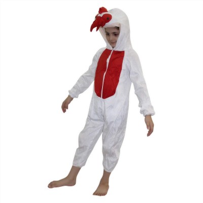 KAKU FANCY DRESSES Cock Dress for Boys & Girls, Domestic Farm Animal Costume - White & Red, 5-6 Yrs Kids Costume Wear
