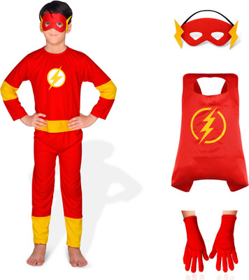 Aditya Creation World Superhero Flash Costume with Cape For Kids Dress for Halloween or Theme Party Kids Costume Wear