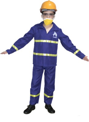 KAKU FANCY DRESSES Our Helper Fireman Costume with Helmet, mouth mask, and goggles For 3-4 Yrs Kids Costume Wear