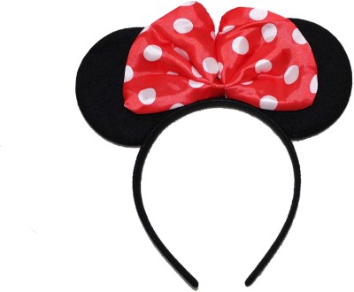 KAKU FANCY DRESSES Minnie Cartoon Headband For Girls, Theme Hairband - Red & Black, Pack of 3 Kids Costume Wear