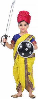 ITSMYCOSTUME Jhansi Ki Rani Laksmi Bai Costume Dress for Kids Girls(Yellow) Kids Costume Wear