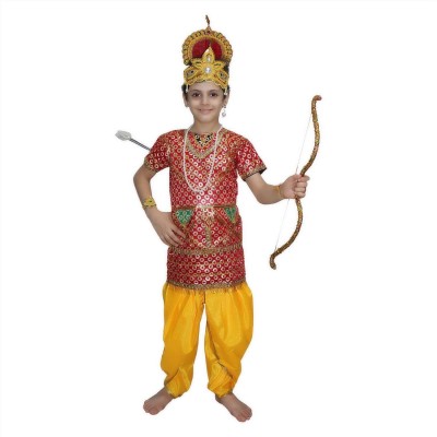 KAKU FANCY DRESSES Ram Full Costume For Boys, Ramleela/Dussehra Dress - Red, 7-8 Years Kids Costume Wear