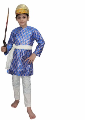KAKU FANCY DRESSES Shivaji Maharaj Costume for Boys, Historical Maratha Dress - Blue, 5-6 Years Kids Costume Wear