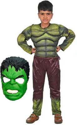 PRATIKA Hulk Costume Dress for kids with Mask Kids Costume Wear Muscle Costume Kids Costume Wear