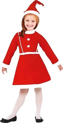 bandhan Santa Claus Costume Girls Dress Kids Christmas Costume Red & White Fancy Dress Kids Costume Wear