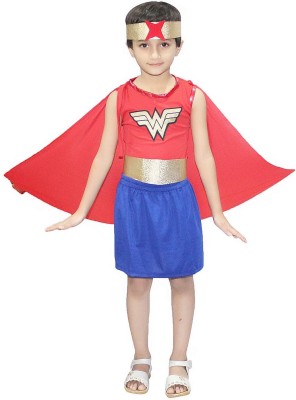 KAKU FANCY DRESSES Wonder Girl Super Hero Costume For Girls, Theme Dress - Multicolor, 7-8 Years Kids Costume Wear