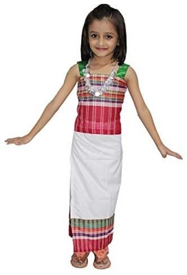 KAKU FANCY DRESSES Tripura Dance Dress for Girls, State Folk Costume - Multicolor, 7-8 Years Kids Costume Wear