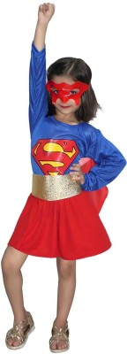 KAKU FANCY DRESSES Super Hero Costume For Girls, Theme Party Dress - Red, 3-4 Years Kids Costume Wear