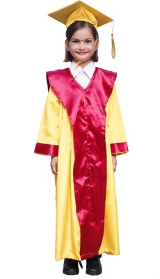 ITSMYCOSTUME Convocation Graduation Gown Costume for Kids Yellow&Red Kids Costume Wear