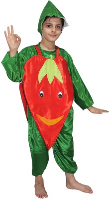KAKU FANCY DRESSES Vegetable Costume Red Chilly Dress for Boys & Girls - Red & Green, 8-9 Years Kids Costume Wear