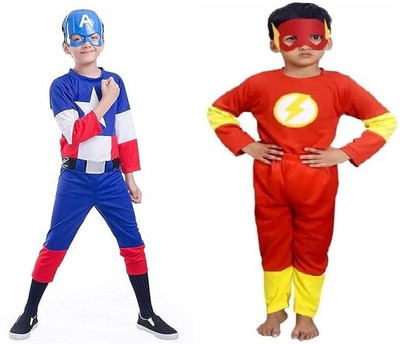 Adarsh Enter Captain America and Flash Kids Costume Wear