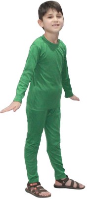 KAKU FANCY DRESSES Tracksuit For Boys & Girls, Plain Top Bottom Costume Set - Green, 7-8 Years Kids Costume Wear