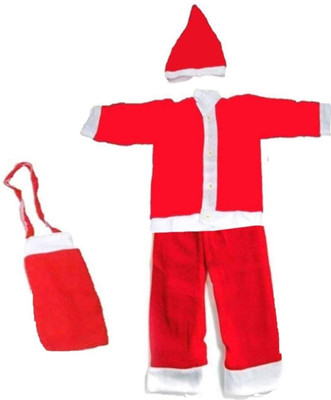 Chic Cos Santa Claus Boys Christmas Festival Fancy Dress Costume in Velvet Kids Costume Wear