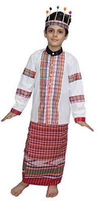 KAKU FANCY DRESSES Mizoram Dance Dress for Girls, State Folk Costume - Multicolor, 3-4 Years Kids Costume Wear