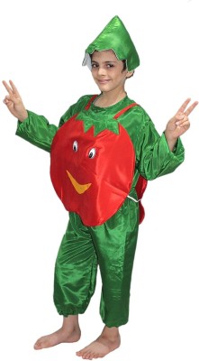 KAKU FANCY DRESSES Vegetable Costume Tomato Dress for Boys & Girls - Red & Green, 3-4 Years Kids Costume Wear