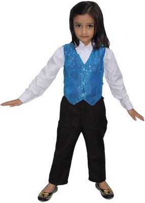 KAKU FANCY DRESSES Firozy Shiny Waistcoat For Dance, Jazz Dance Vest Dress (Only Waistcoat), 5-6Yrs Kids Costume Wear