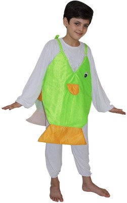 KAKU FANCY DRESSES Piranha Fish Costume for Boys & Girls, Water Animal Dress - Green, 3-4 Years Kids Costume Wear