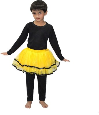 KAKU FANCY DRESSES Tu Tu Skirt for Girls, Western Dance Dress (Only Skirt)- Yellow, 5-6 Years Kids Costume Wear