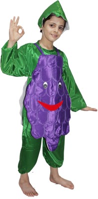 KAKU FANCY DRESSES Fruit Costume Grapes Dress for Boys & Girls - Purple & Green, 8-9 Years Kids Costume Wear