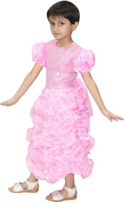 KAKU FANCY DRESSES Pink Gown Fairy Dress For Girls, Dance Frock, 3-4 Years Kids Costume Wear