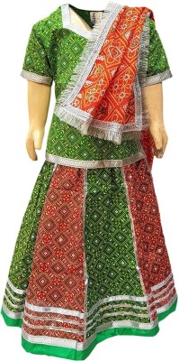 KAKU FANCY DRESSES Rajasthani Lehenga Choli For Girls, Folk State Dance Costume - Red, 3-4 Years Kids Costume Wear