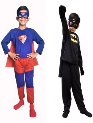 Shivni Ent Batman and Superman costumes Dress For kids Wear Combo Pack with Mask set Kids Costume Wear