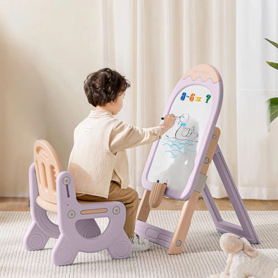 R for Rabbit Little Genius Candy Kids Chair with Drawing Board | Kid's Furniture Plastic Desk Chair(Finish Color - Purple, DIY(Do-It-Yourself))