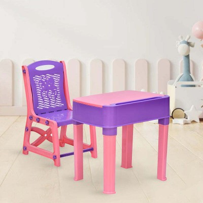 Nilkamal Apple Junior Study Table And Chair Set With Storage For Stationary Plastic Desk Chair(Finish Color - Pink & Purple, DIY(Do-It-Yourself))