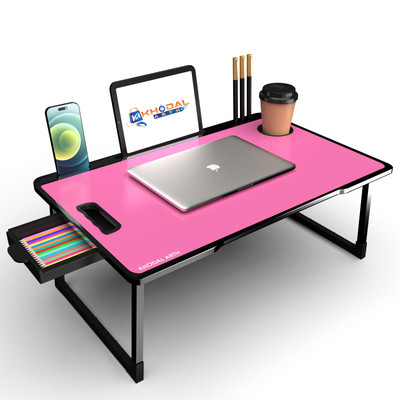 KHODAL ARTH Us Biding Pink color Laptop Table Engineered Wood Study Table(Finish Color - Pink-ub, Pre-assembled)