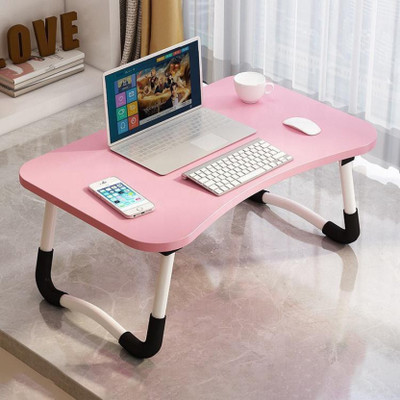 FurniGully Multipurpose laptop table_001 Wood Portable Laptop Table(Finish Color - Pink, Pre Assembled)