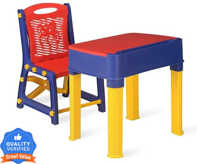 ASHLAS Adjustable Study Table & Chair Set for Kids Boys and Girls with Small Box Space Plastic Study Table(Finish Color - RED, DIY(Do-It-Yourself))