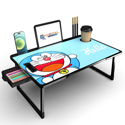 MAKD Study Table Wood Portable Laptop Table(Finish Color - US COTTED HELLO DOREMON, Pre Assembled)